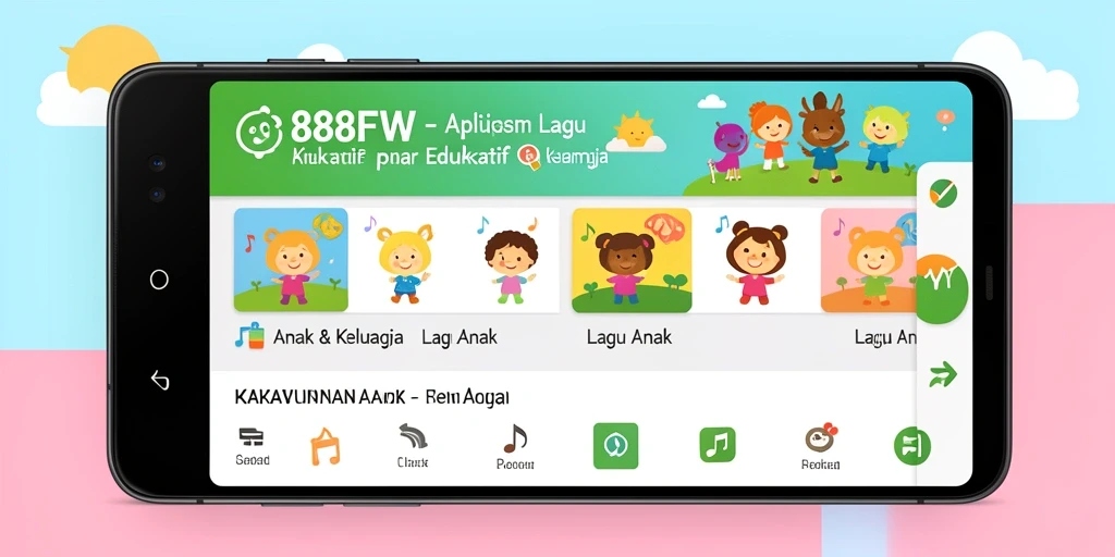 Tampilan antarmuka aplikasi 888FW yang penuh warna dan ramah anak.