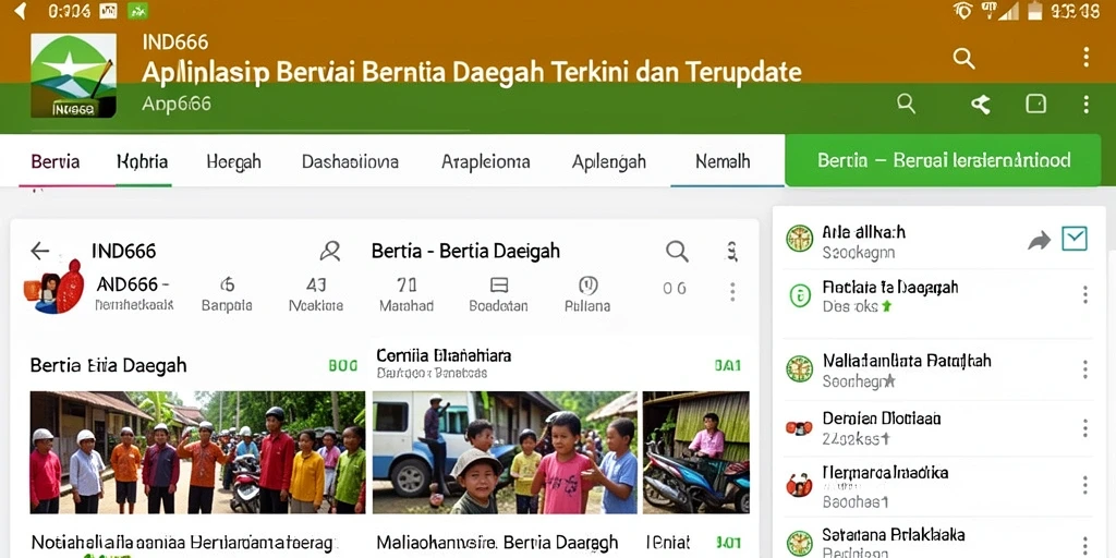 Antarmuka aplikasi IND666 yang menampilkan berita daerah terkini.
