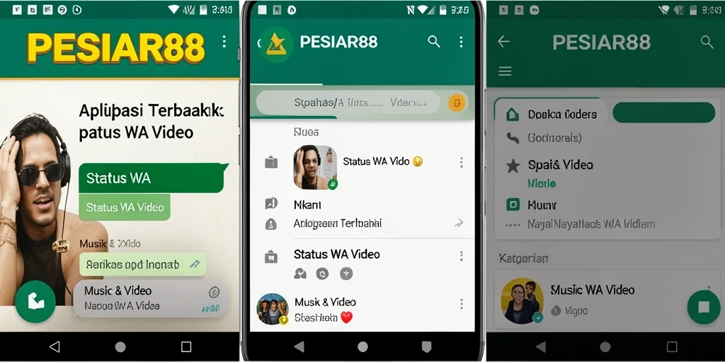 Antarmuka PESIAR88 menampilkan pilihan video Status WA yang menarik.